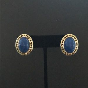 Blue and Gold Clip-on Earrings